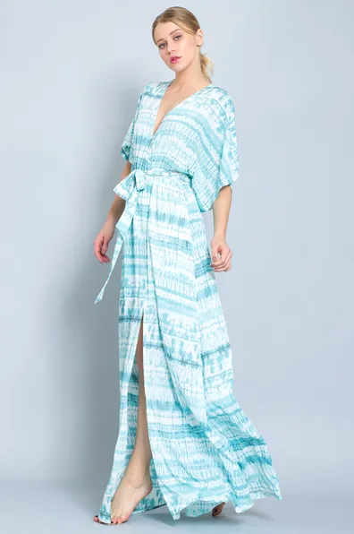 Kimono Sleeve Tie-Dye Maxi Dress