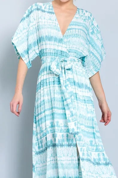 Kimono Sleeve Tie-Dye Maxi Dress