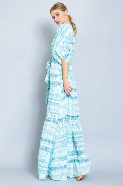 Kimono Sleeve Tie-Dye Maxi Dress