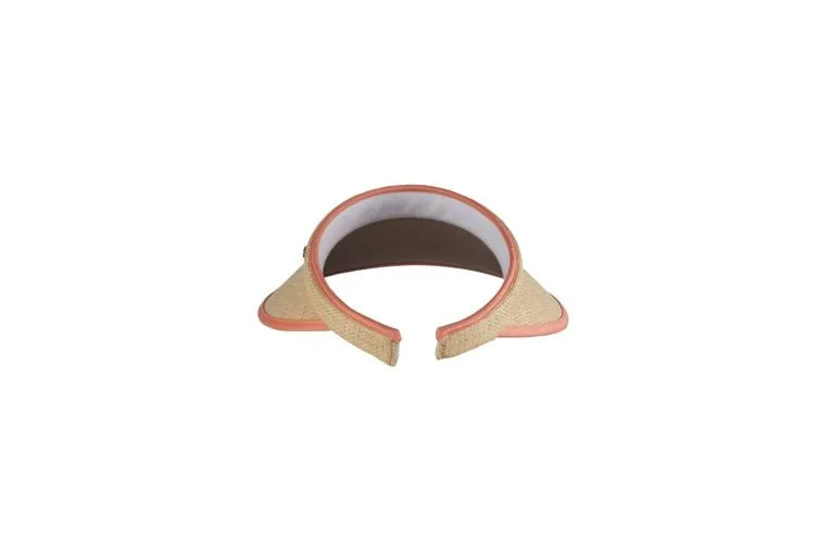 Kooringal Ladies Visor Push On Raffia - Coral