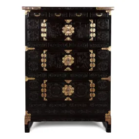 Korean Lacquer Samch'ung Jang Cabinet on Stand - Ca 1920