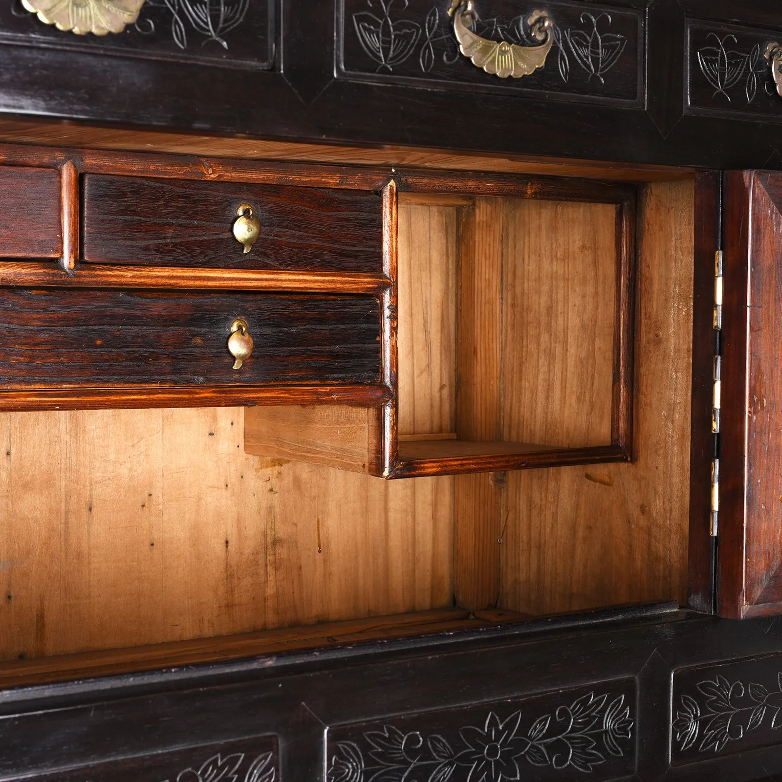 Korean Lacquer Samch'ung Jang Cabinet on Stand - Ca 1920