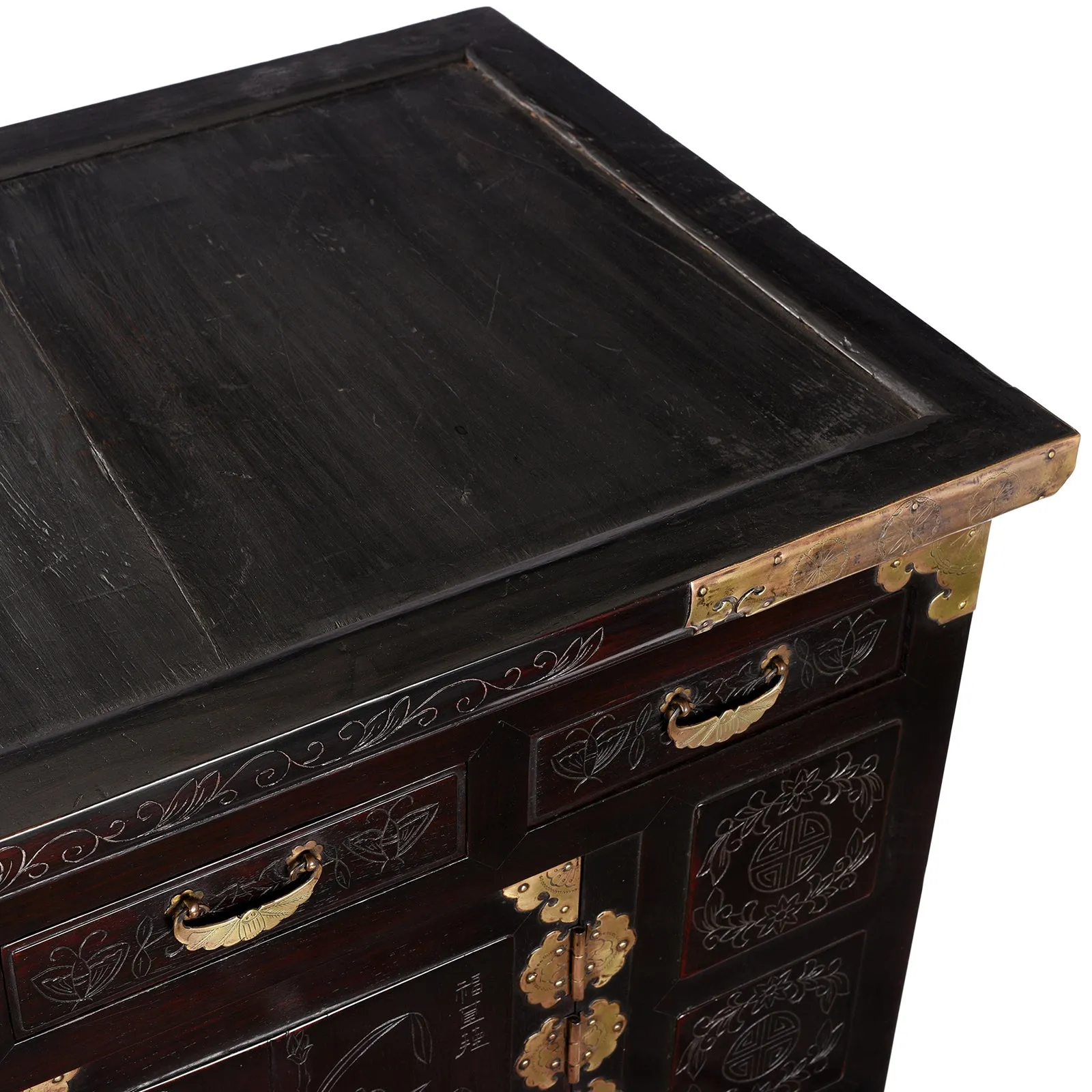 Korean Lacquer Samch'ung Jang Cabinet on Stand - Ca 1920