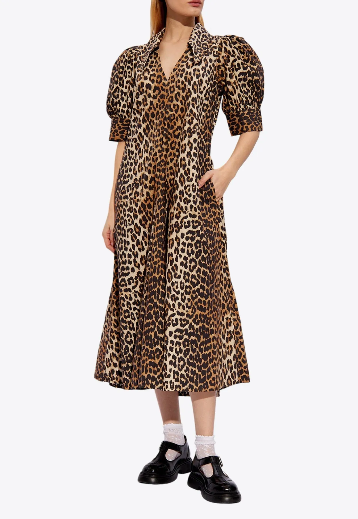 Leopard-Printed Midi Dress