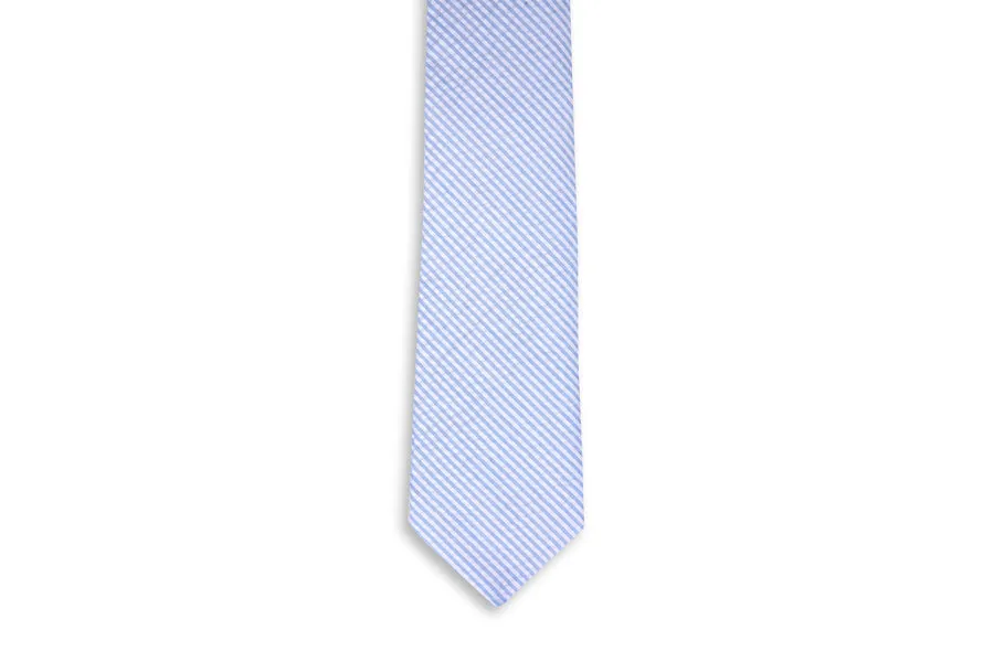 Light Blue Seersucker Stripe Necktie