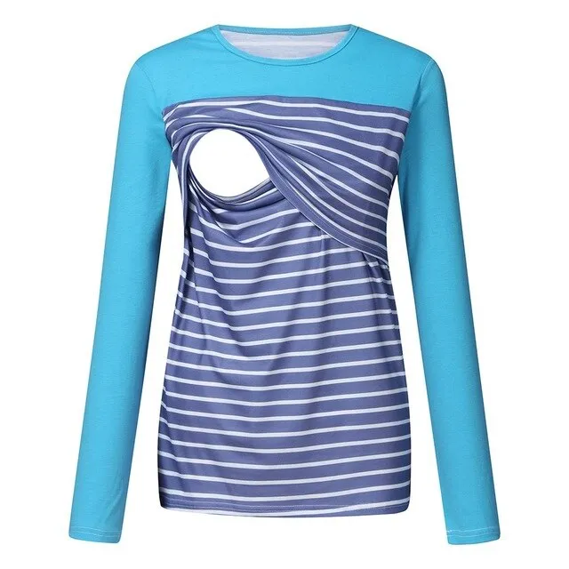 Long Sleeve Striped Nursing Top