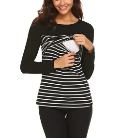 Long Sleeve Striped Nursing Top