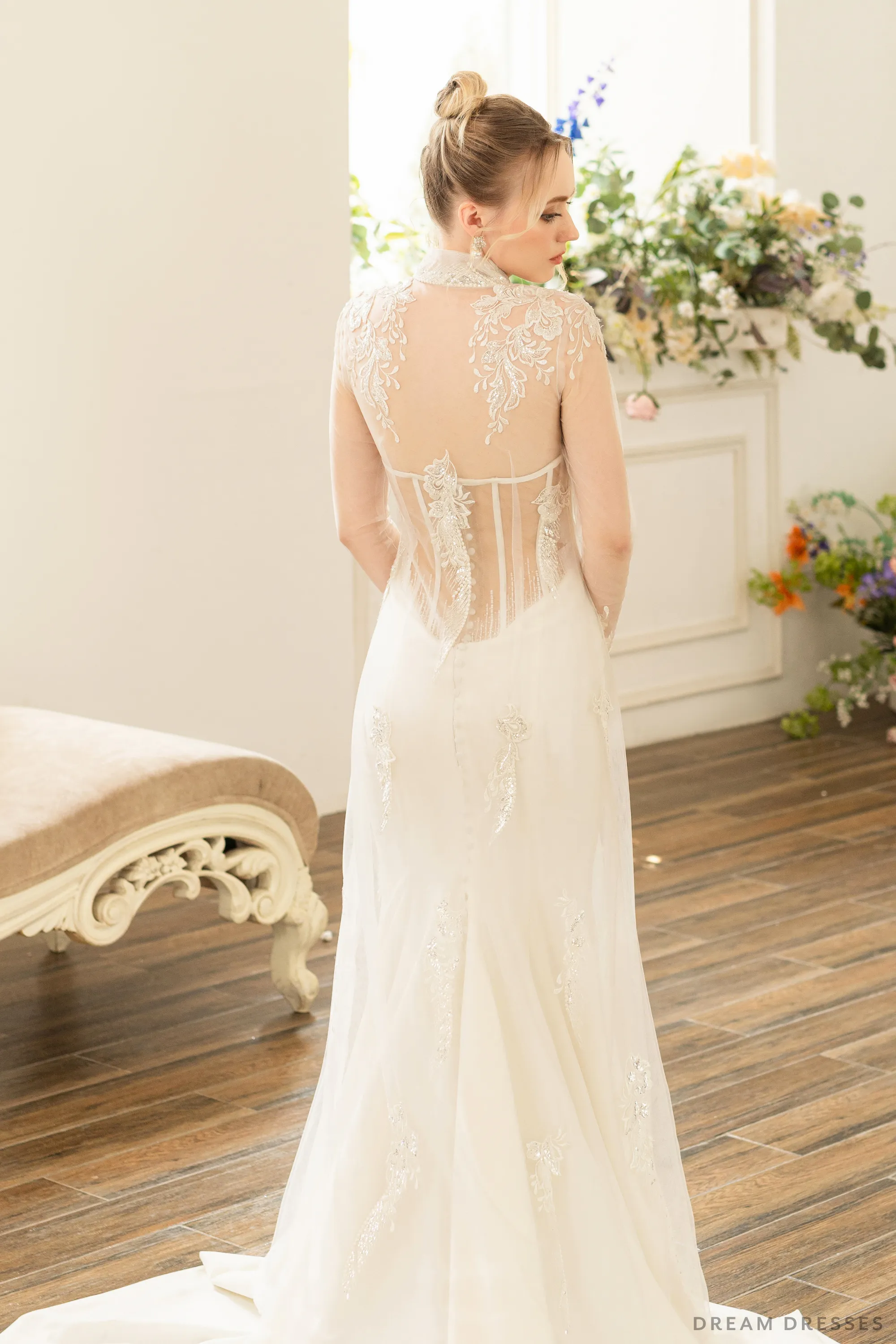 Long Sleeves Bridal Cape with Couture Lace (#SOPHIE)