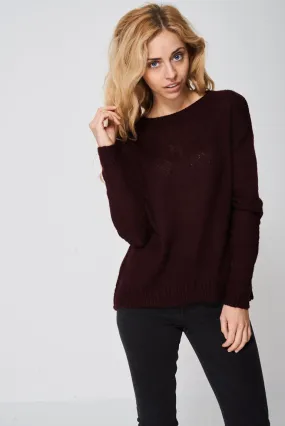 Loose Fit Burgundy Jumper Ex-Branded