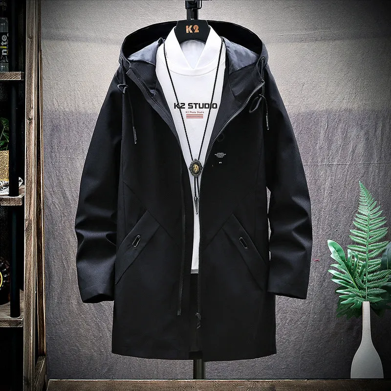 Loose Hooded Casual Trench Coat