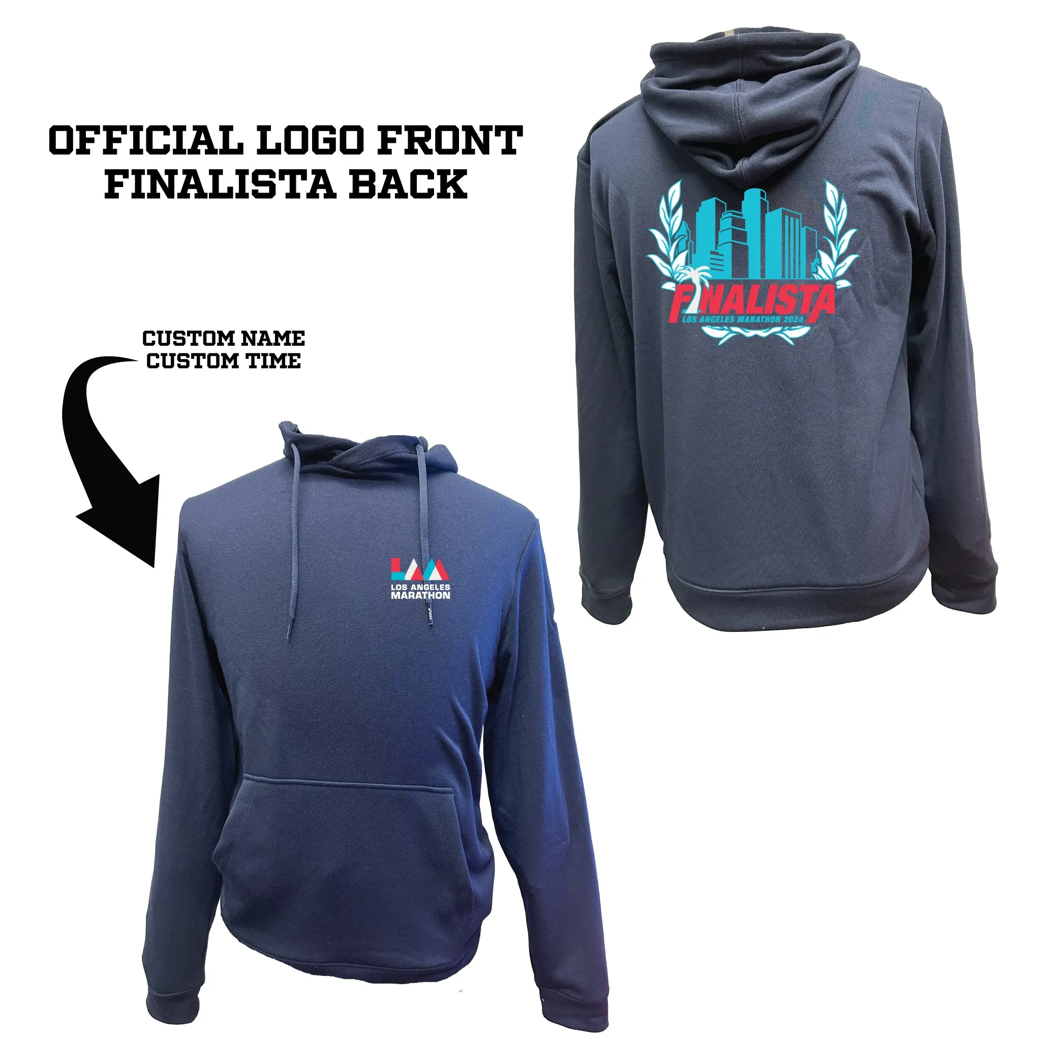 Los Angeles Marathon 2024 Official Finisher Unisex Navy French Terry Hoodie (2031A617)