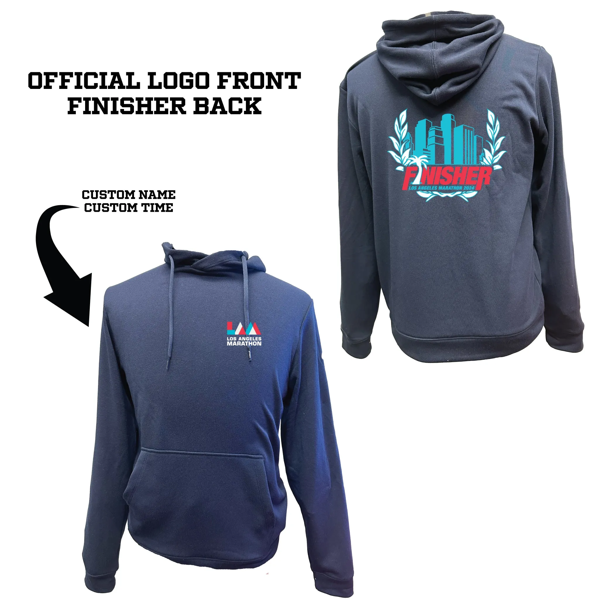 Los Angeles Marathon 2024 Official Finisher Unisex Navy French Terry Hoodie (2031A617)