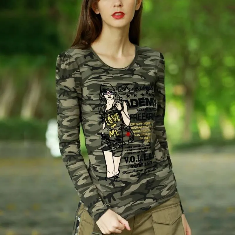 Love Me Military Academy Printed Camouflage Long Sleeve