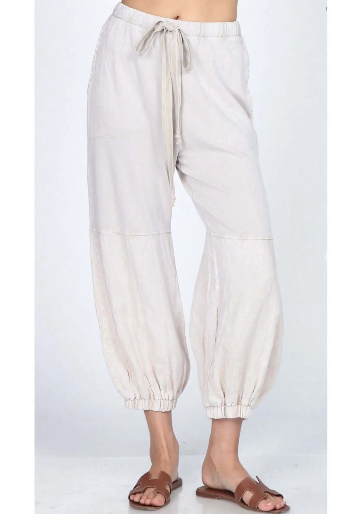 Luxury Linen Mineral Washed Joggers Made in USA