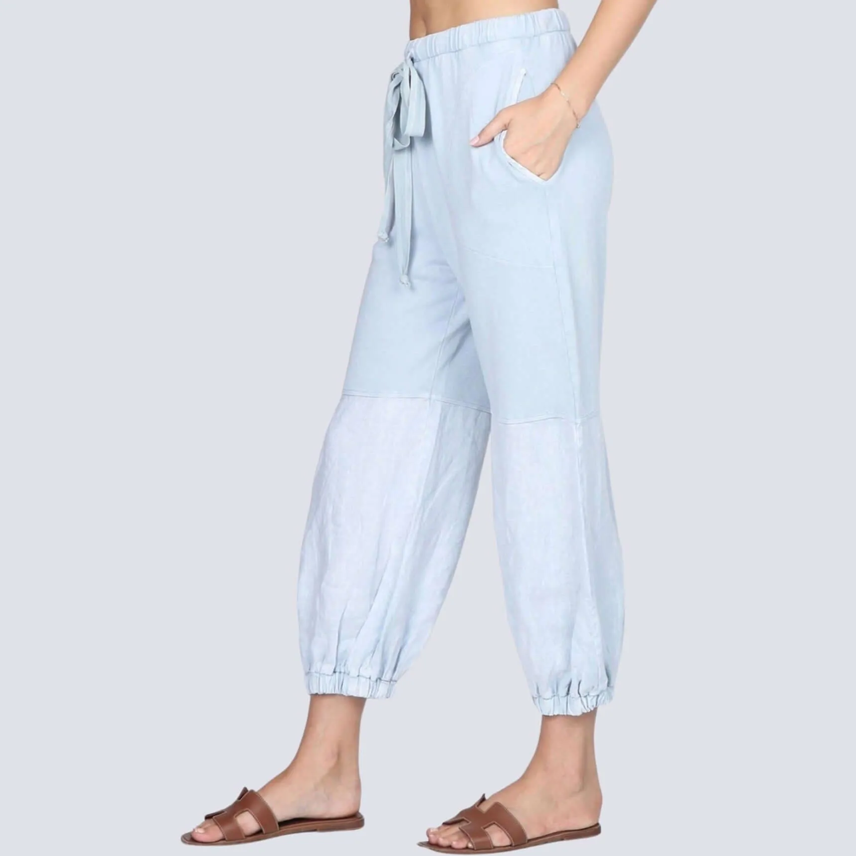 Luxury Linen Mineral Washed Joggers Made in USA