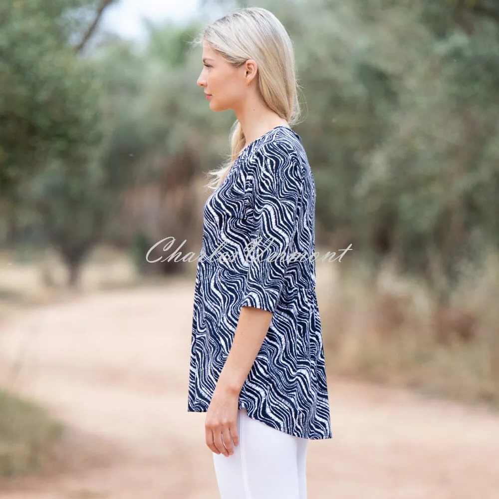 Marble Printed Tunic Top - Style 7413-103 (Navy / White)