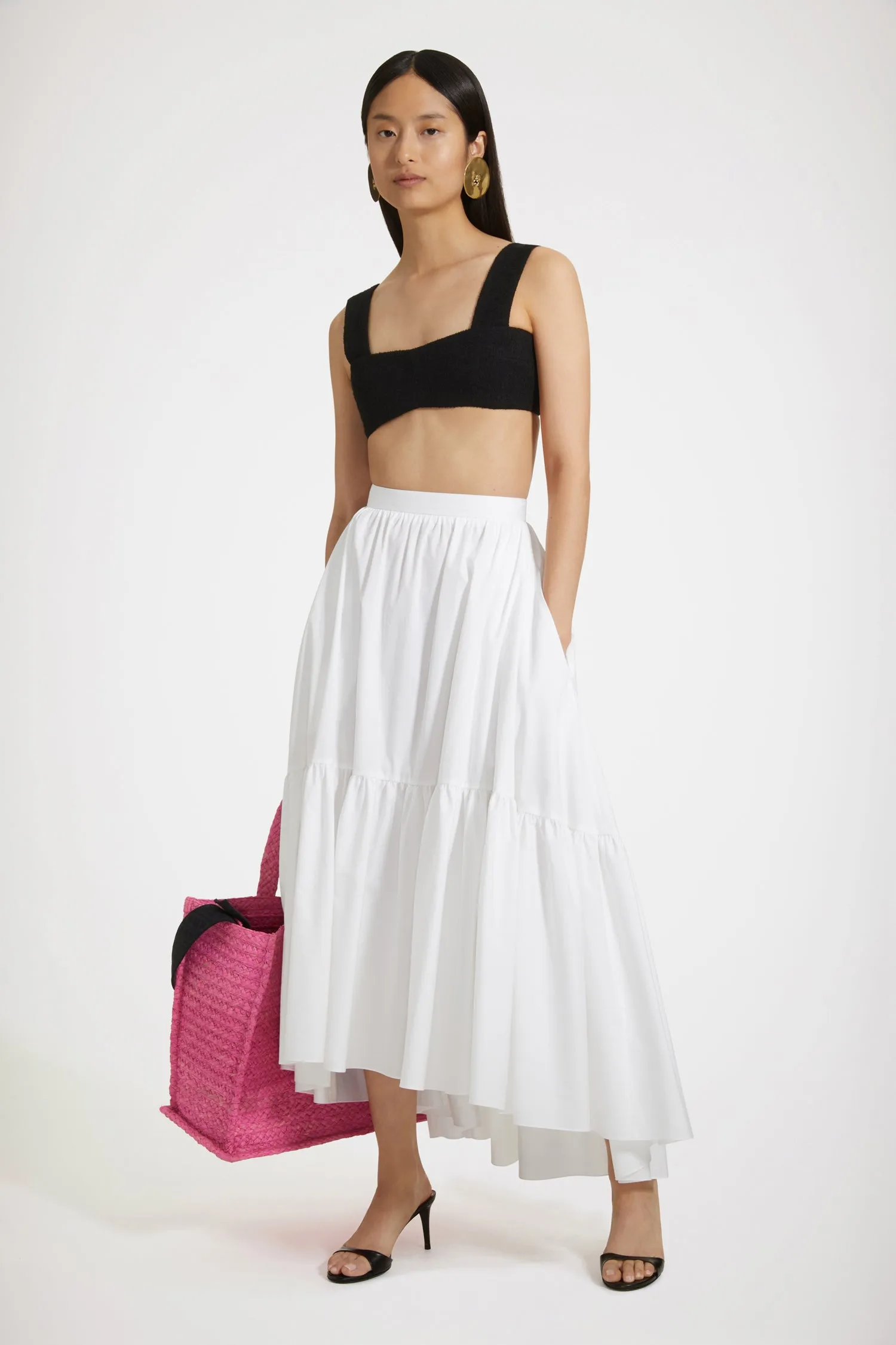 Maxi tiered skirt in organic cotton