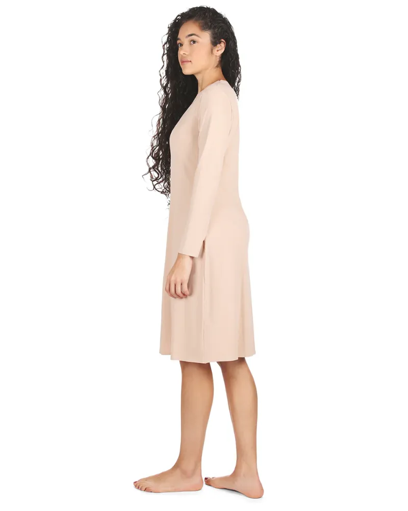 Me Moi Nude Bonded Long Sleeve Shell Dress 42"