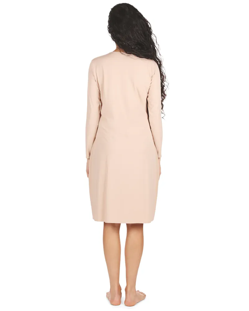 Me Moi Nude Bonded Long Sleeve Shell Dress 42"