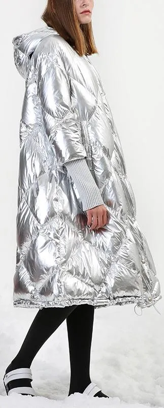 Metallic Puffer Coat with Knit Cuffs