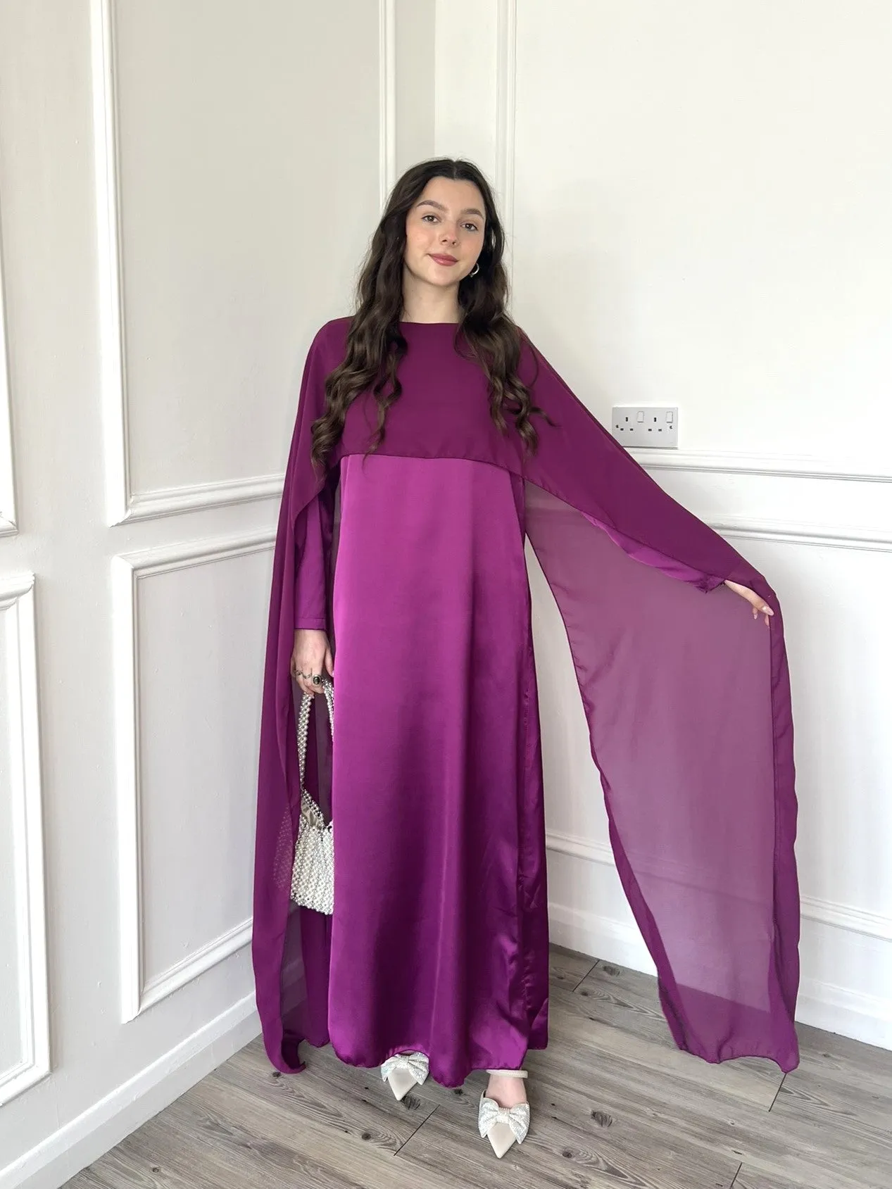 Miri Cape Dress - Plum