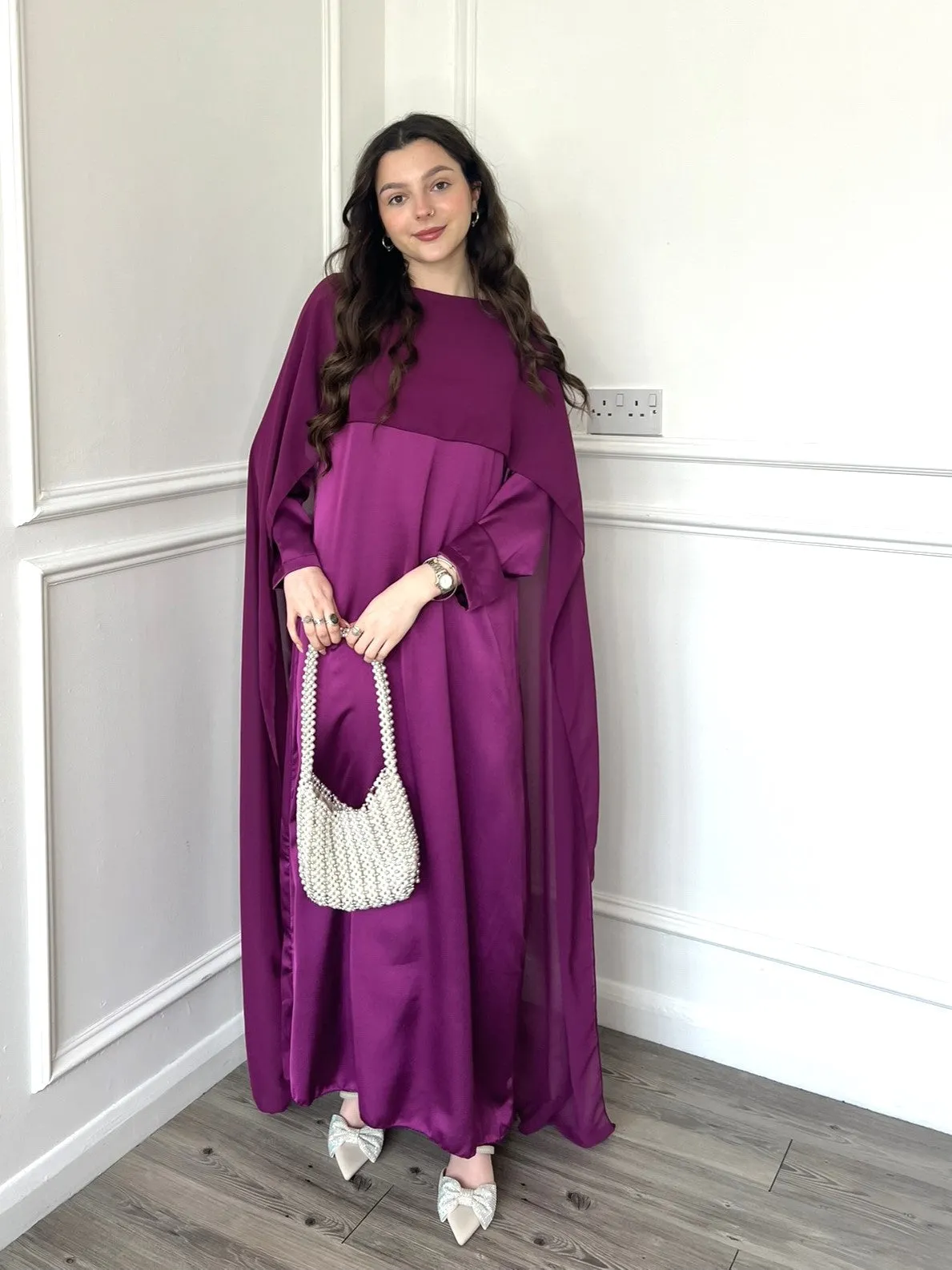 Miri Cape Dress - Plum