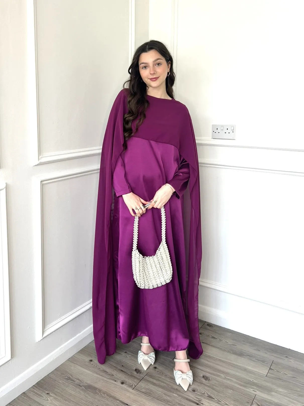 Miri Cape Dress - Plum