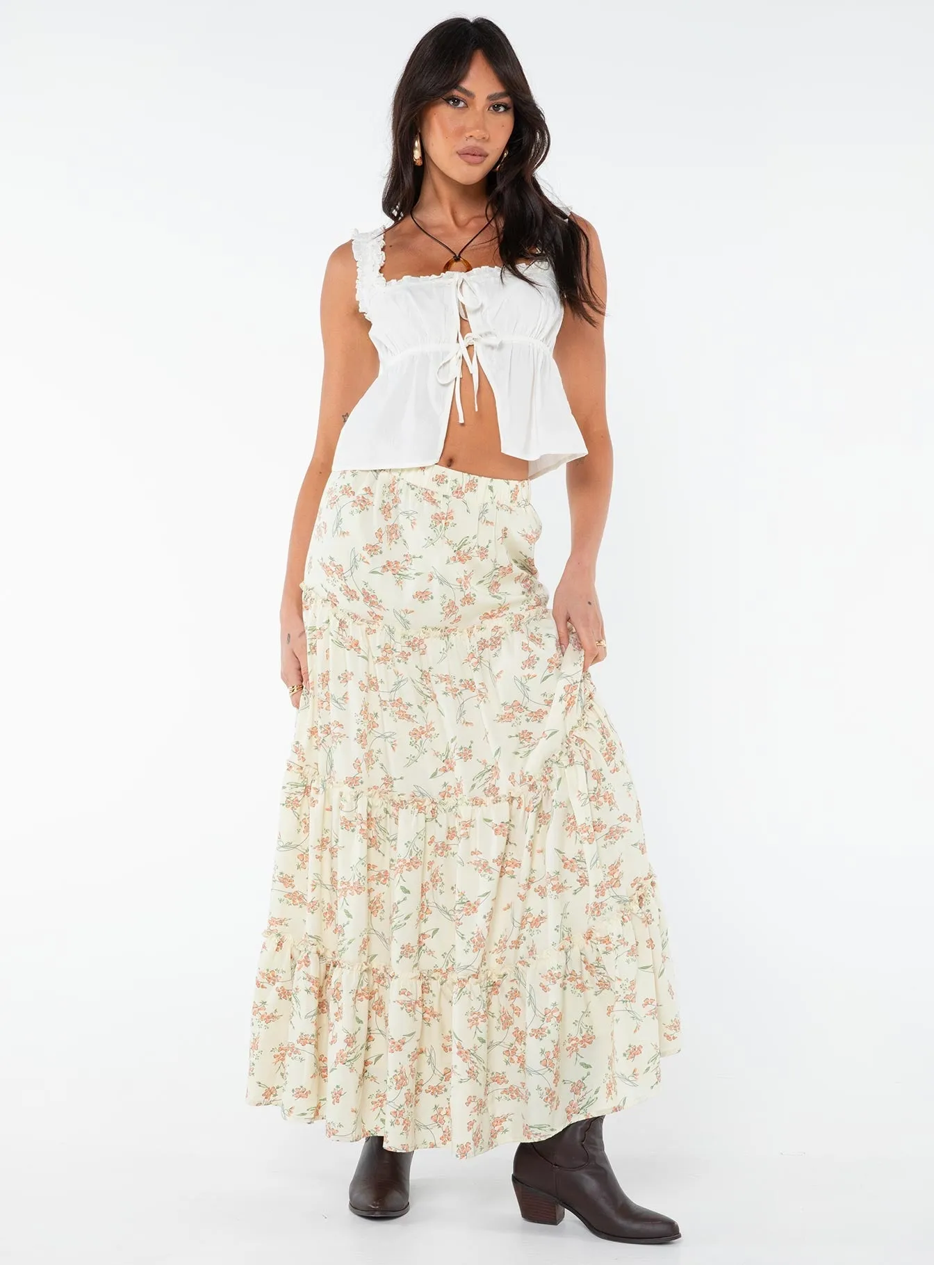 Miriah Maxi Skirt Cream Floral