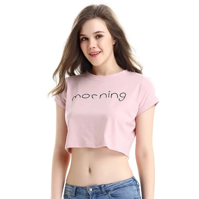 Morning Print Harajuku Style Crop Top Shirt