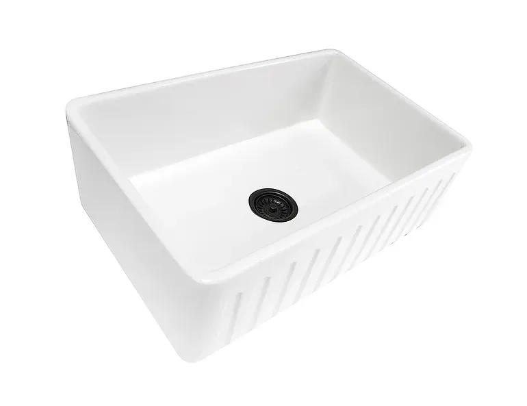 Nantucket sinks FCFS3320-FL 33-inch farmhouse fireclay sink with white finish