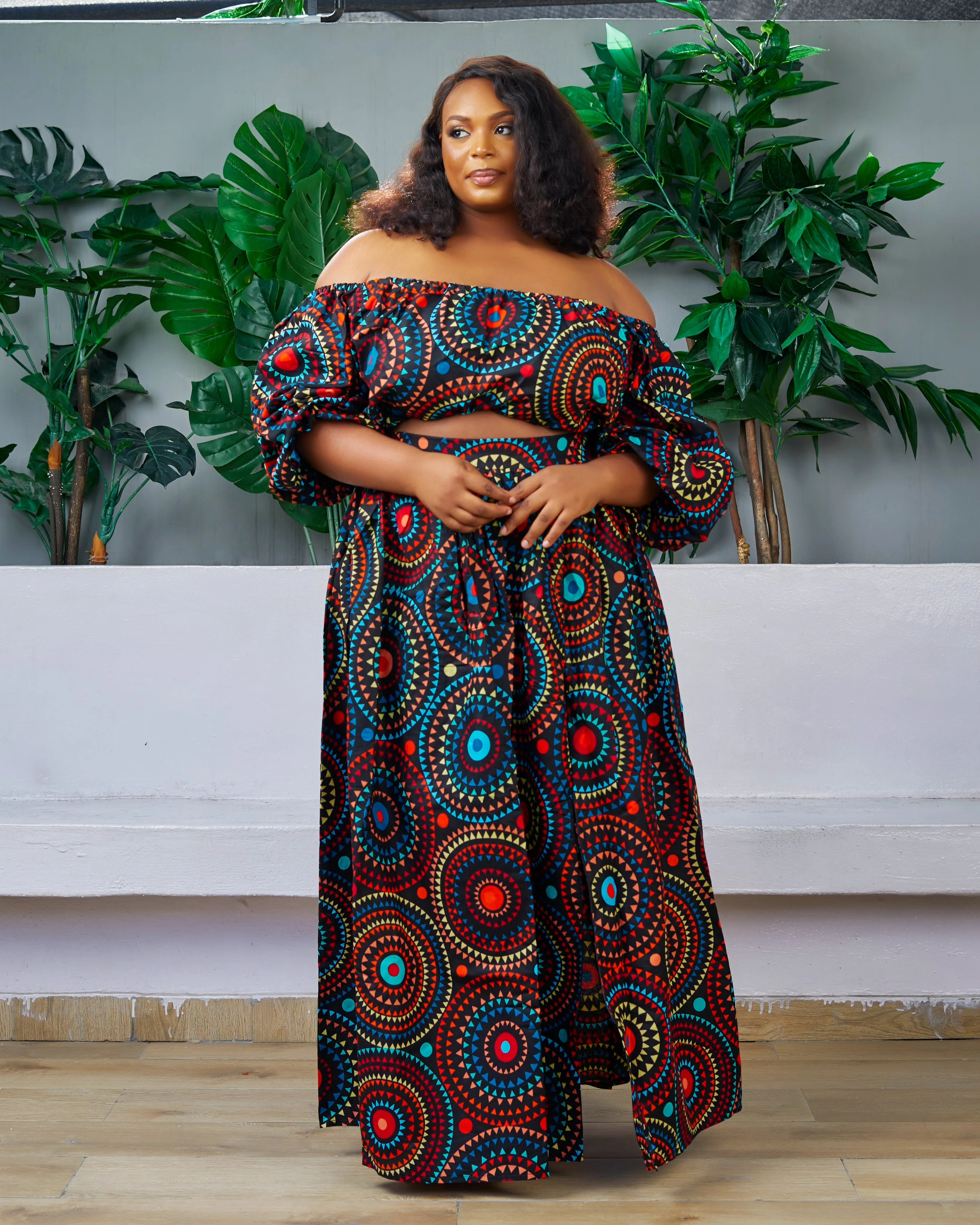 New In African Print Ankara Maxi Gathered Skirt - Adanna