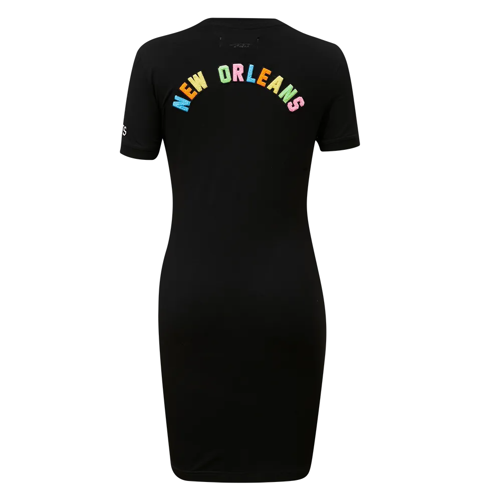 NEW ORLEANS SAINTS WASHED NEON BODYCON DRESS (BLACK)