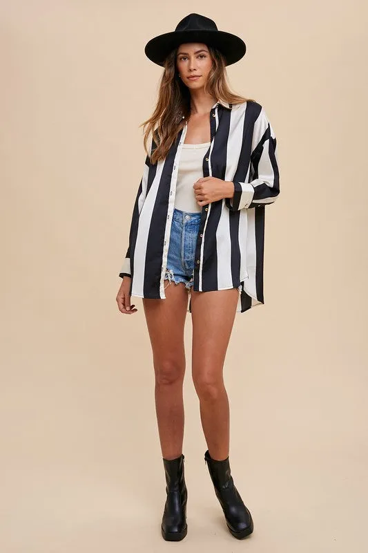 Oreo Vertical Striped Blouse Top