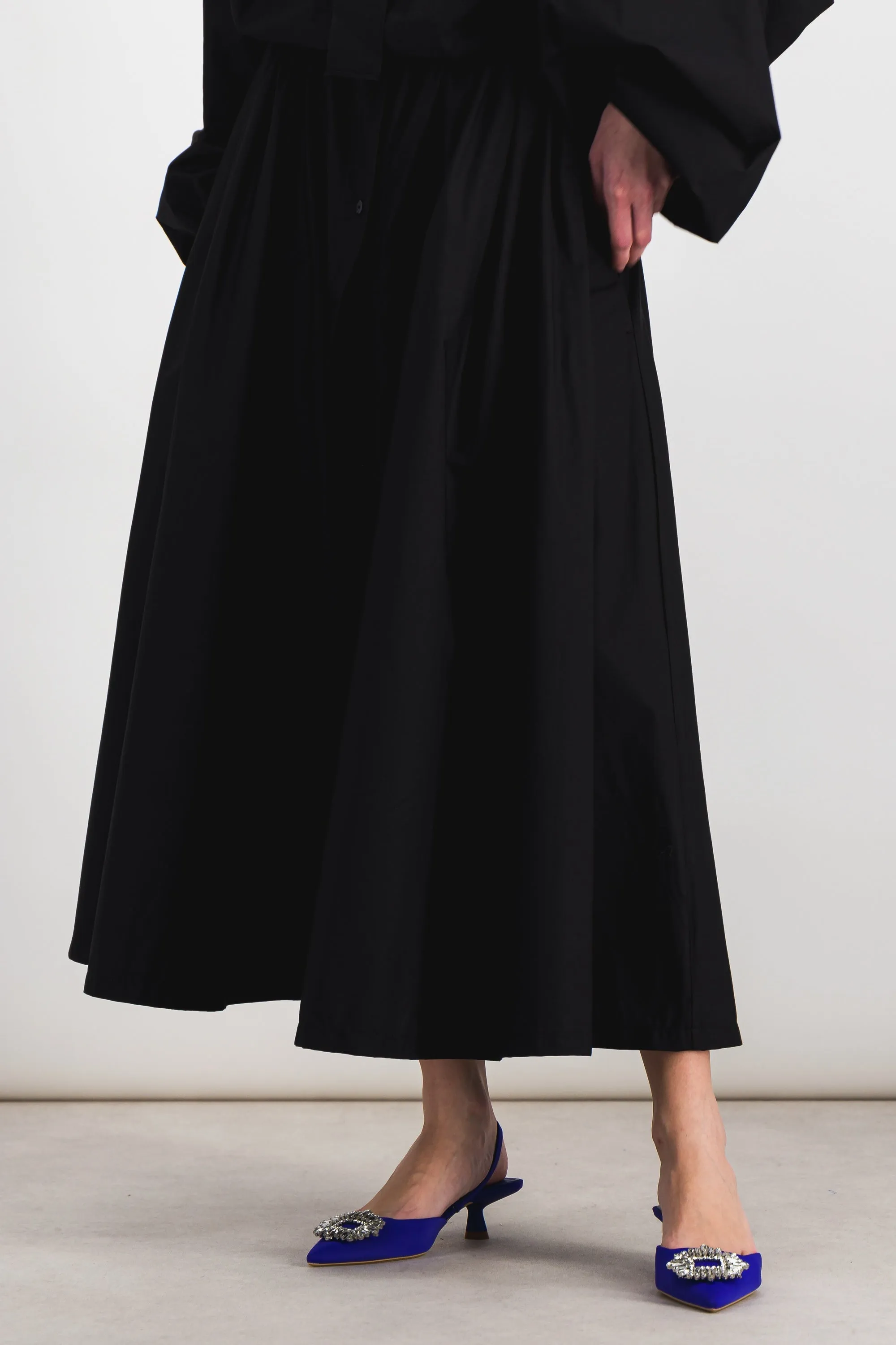 Organic cotton poplin buttoned maxi skirt