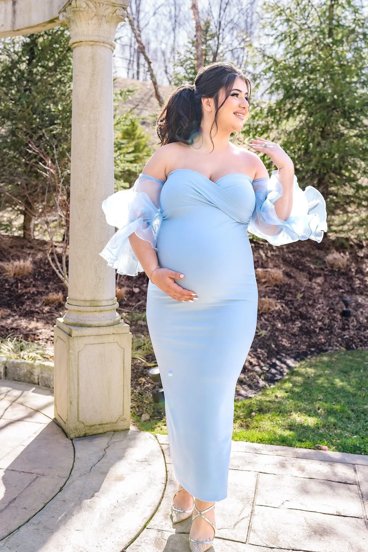 Organza Sleeved Maternity Gown