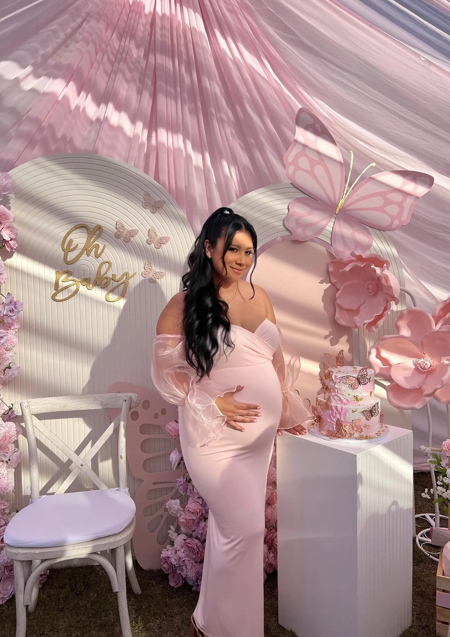 Organza Sleeved Maternity Gown