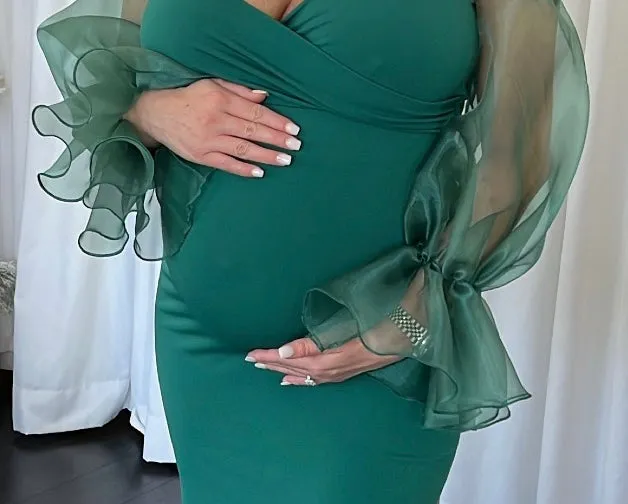 Organza Sleeved Maternity Gown