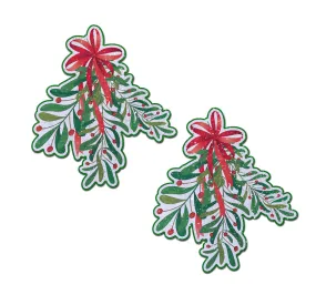 PASTEASE XMAS WINTER MISTLETOE W/ RED BOW