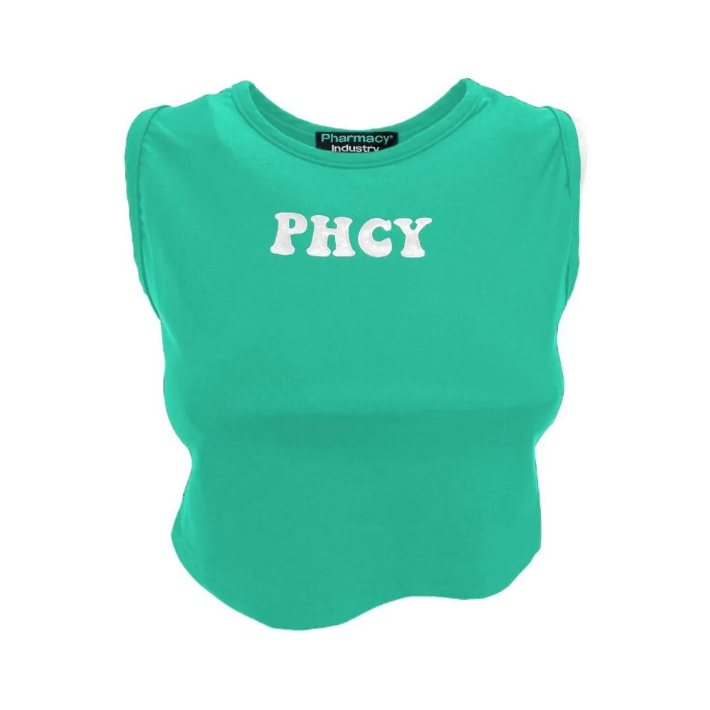 Pharmacy Industry Sleeveless Lycra Logo Print Top – Emerald Green