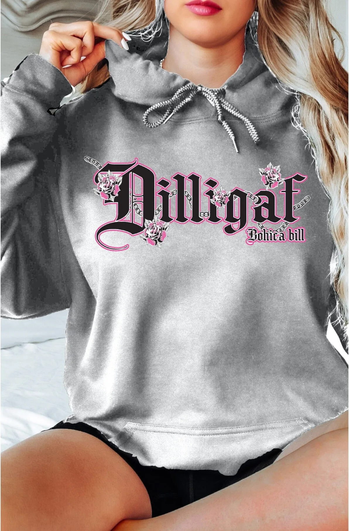 Pink Cross and Roses Pullover Hoody