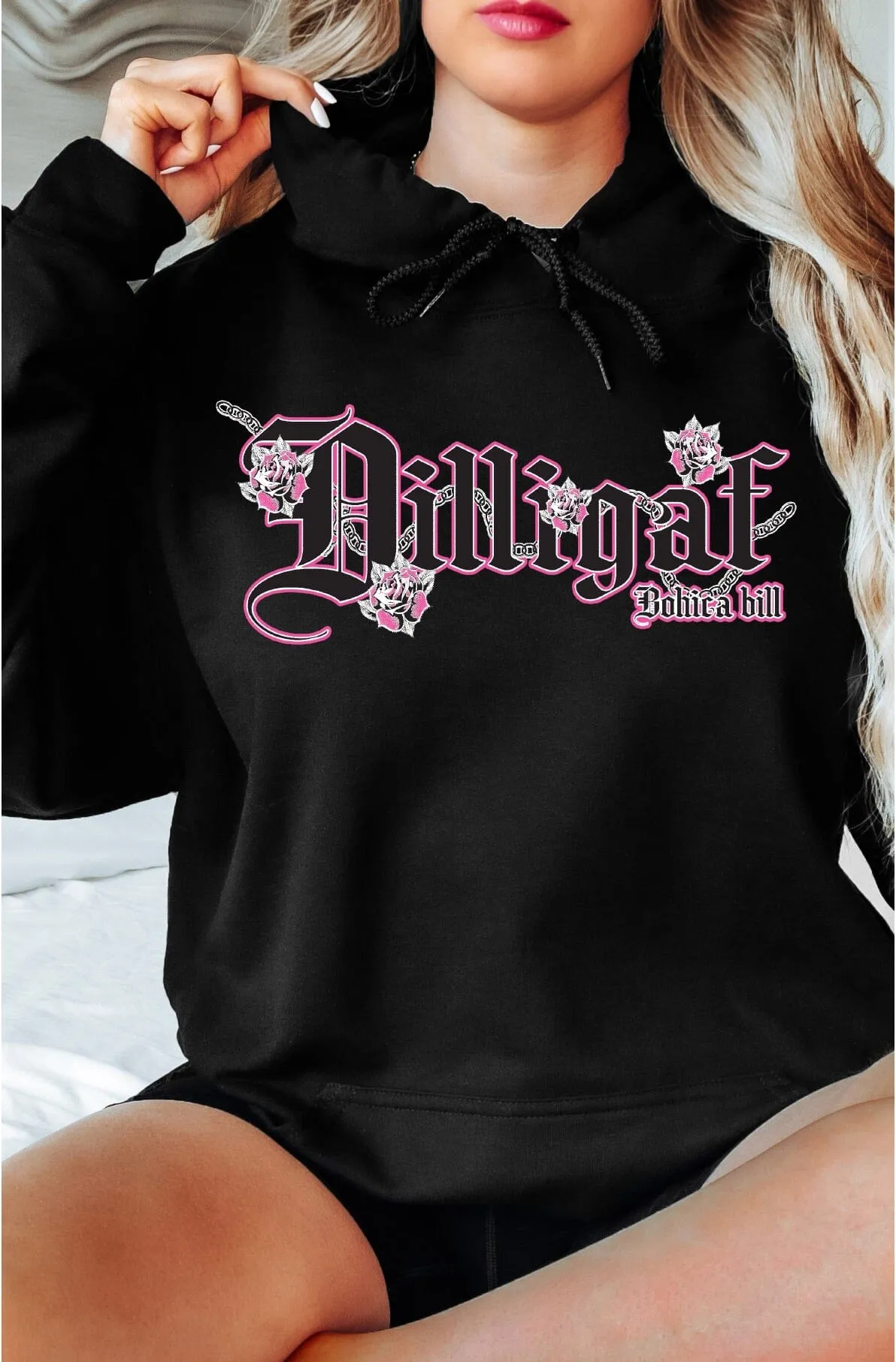 Pink Cross and Roses Pullover Hoody