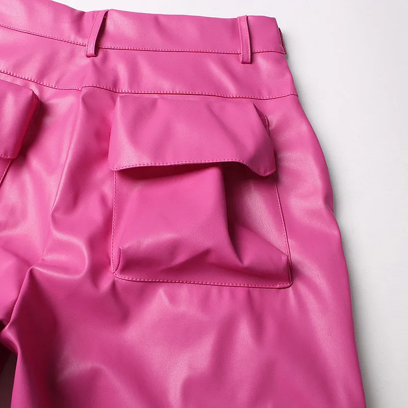 “Pink Friday” Leather Cargo Pants