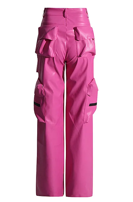 “Pink Friday” Leather Cargo Pants