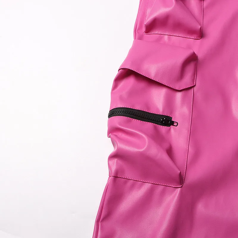 “Pink Friday” Leather Cargo Pants