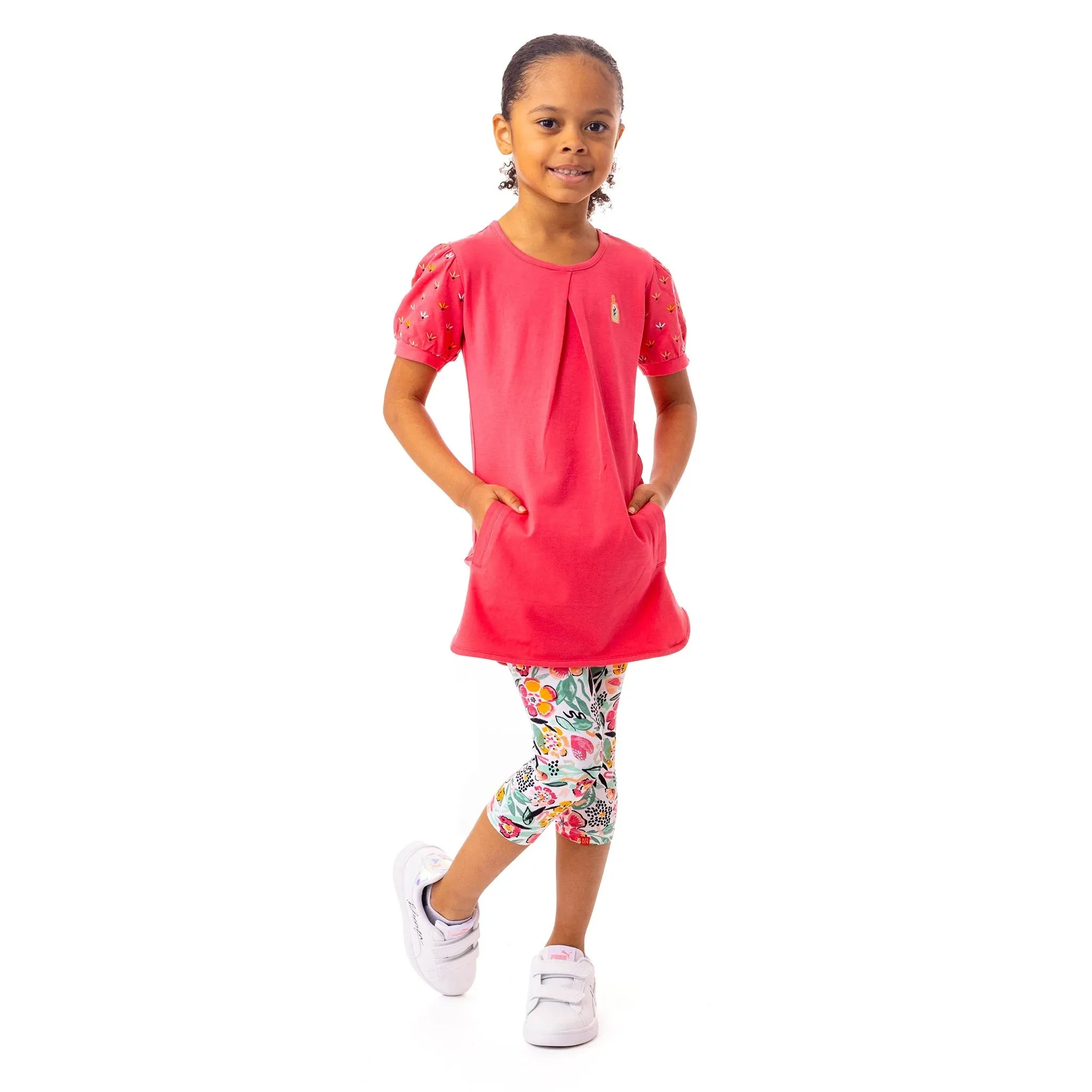 Pink Short Sleeved Tunic Dress-Nano