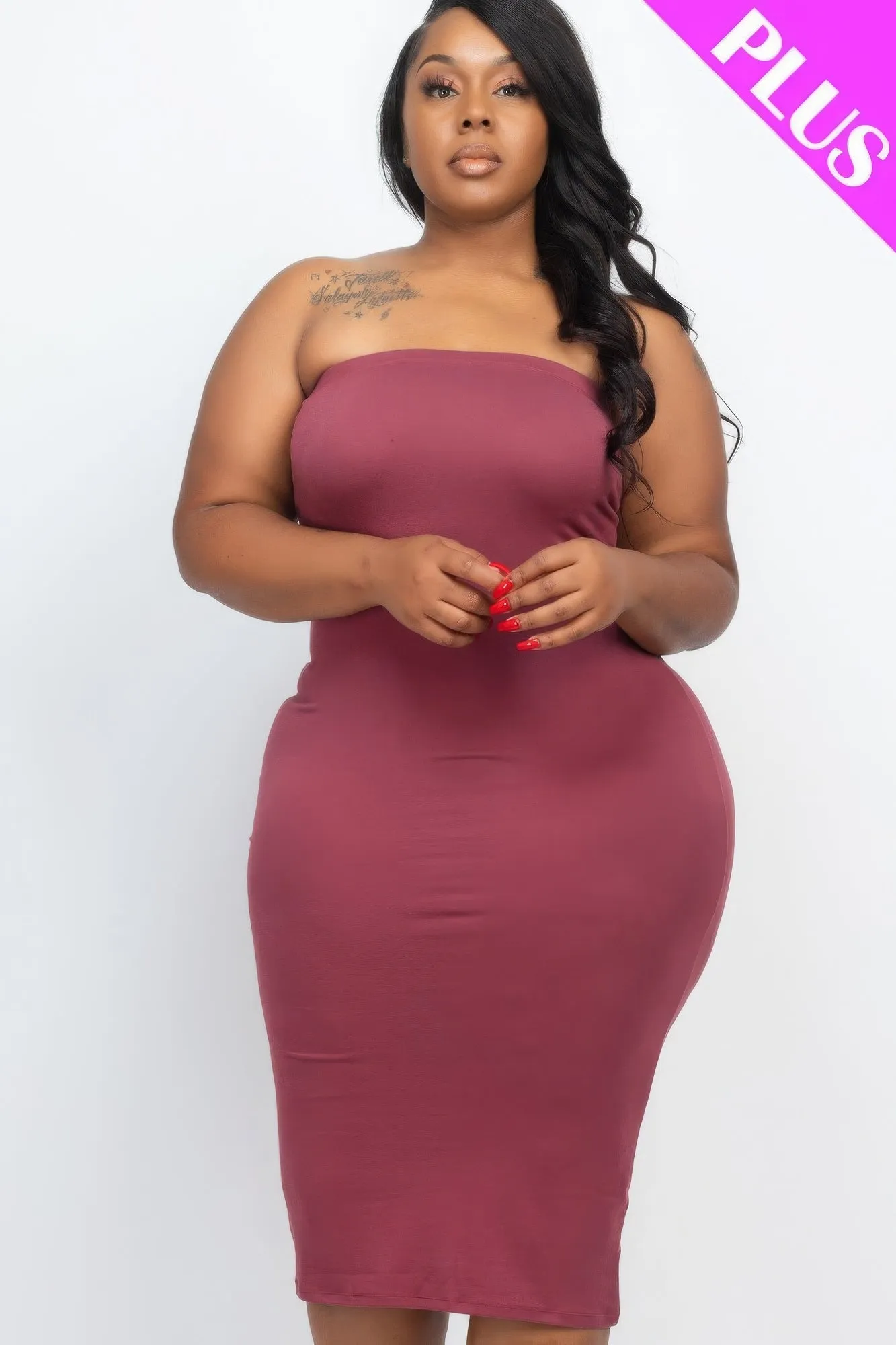 Plus Bodycon Tube Dress (10 Colors)