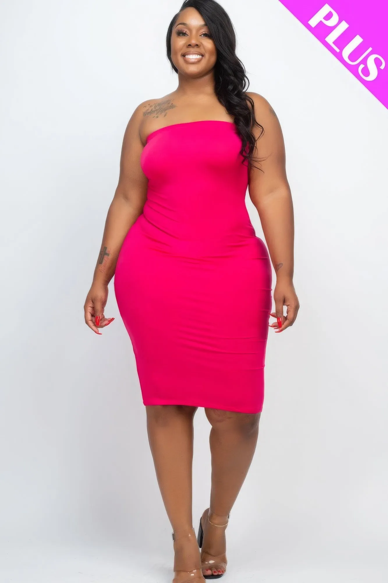 Plus Bodycon Tube Dress (10 Colors)