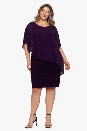 Plus "Charlotte" Short Chiffon Cape Scuba Crepe Shutter Dress