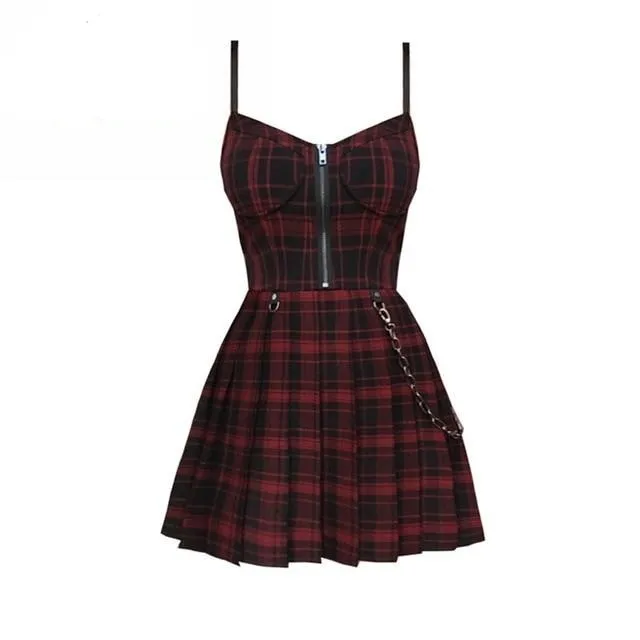 'Preppy' Grey or Red Plaid Grunge Dress