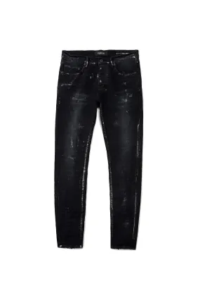 Purple - P001 Low Rise Skinny Jean Black Wash Metallic Silver